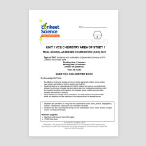 Trial SAC - Unit 1 Area of Study 1 - problem-solving, including calculations, using chemistry concepts and skills applied to real-world contexts
