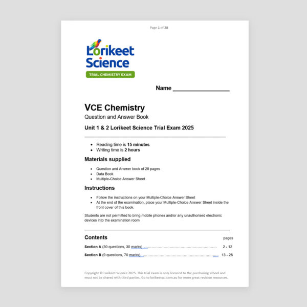 Lorikeet Science 2025 Units 1&2 Trial Exam (includes optional Unit 2 only Trial Exam) - Image 2