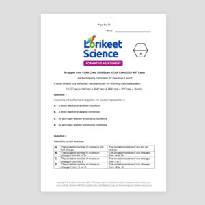 Lorikeet Science Formative Assessment U3&4 Struggles 2024 Exam, 2025 NHT Exam